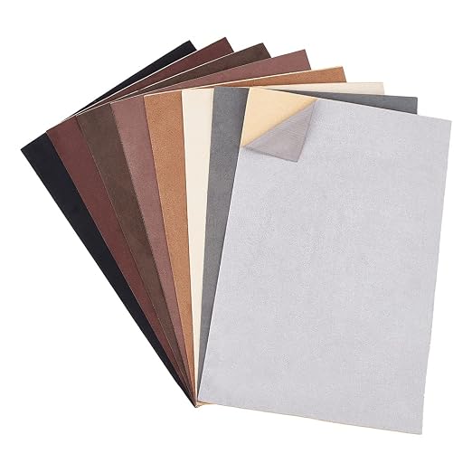 BENECREAT 8 Pcs Faux Suede Self-Adhesive Fabric Repair Patches 30x20cm Peel-and-Stick Garment Decoration for Sofa Repair, Car Seat, Handbag Jacket or DIY Decoration