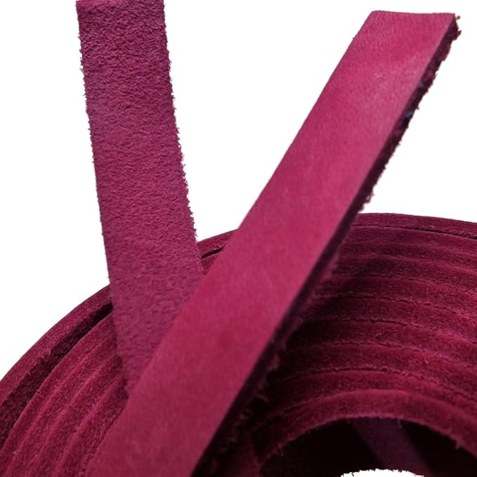 TOFL 3/8" Wide Flat Leather Cord – 72" (6 Feet) Long × 1/8" Thick (7-8oz) | Real Cowhide Leather Strips for Crafts | Pink