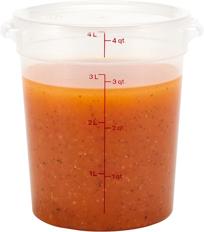 Cambro Food Storage Containers with Lids (BPA-Free) - 4 Quart - Food Grade Buckets with Lids (2 Pack) - For Dough Proofing and Brining (Translucent)