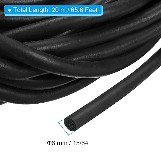 PATIKIL 15/64 Inch x 65.6 Feet Backer Rod, Foam Rope Caulk Crack Joint Filler Roll Seal Weather Strip for Home Construction, Black