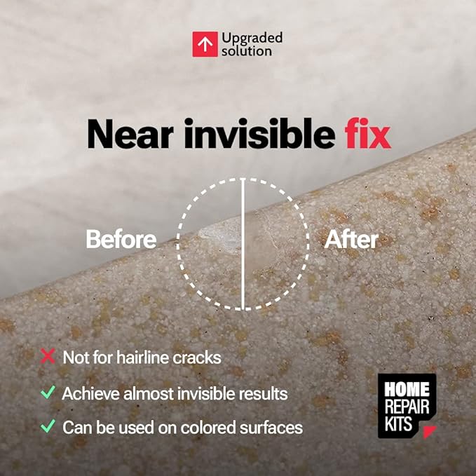 Granite, Marble, Quartz & Acrylic Repair Kit (Clear/Transparent) - Suitable for Most Repairs I Also for Tile, Countertop, Fiberglass & Ceramic Surfaces I Fix Broken Chips & Cracks in Minutes