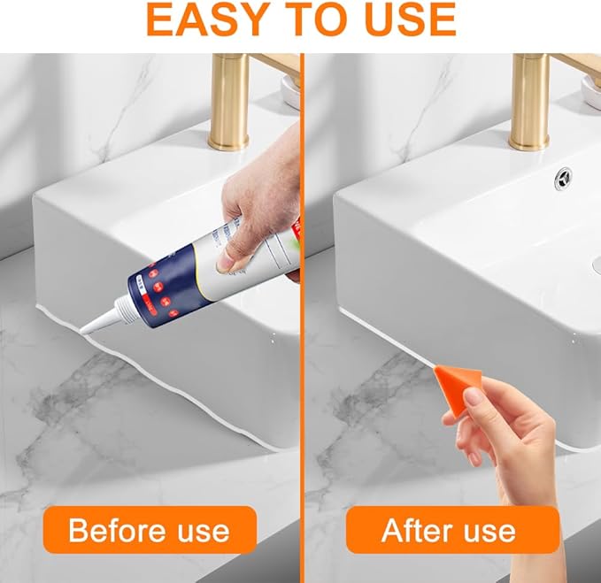 That Silicone Tool, Caulking Tool, Caulk Remover Tool, Orange Silicone Seam Tool Kit(3/6/10/16mm), Effective Grout Spreader for Kitchen, Bathroom, Window (4size)