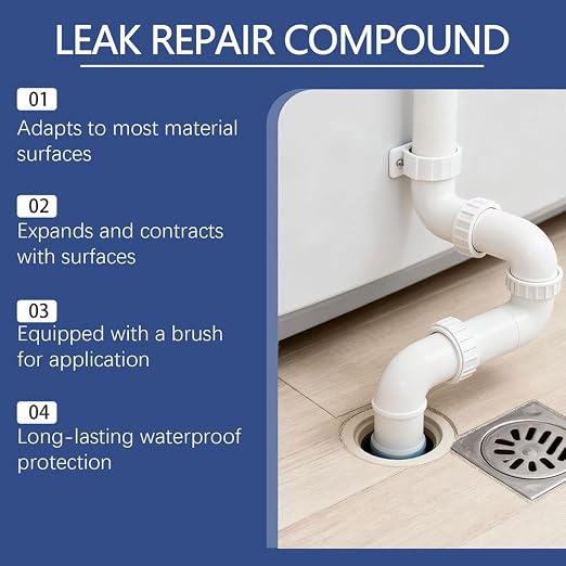 Instant Leak Fix and Waterproofing,Waterproof Leak Repair Cream, Fast Drying Sealant,Instantly Seals Cracks On Roofs,Pipes,Gutters,and Foundations,Indoor Outdoor Use,Long-Lasting Protection