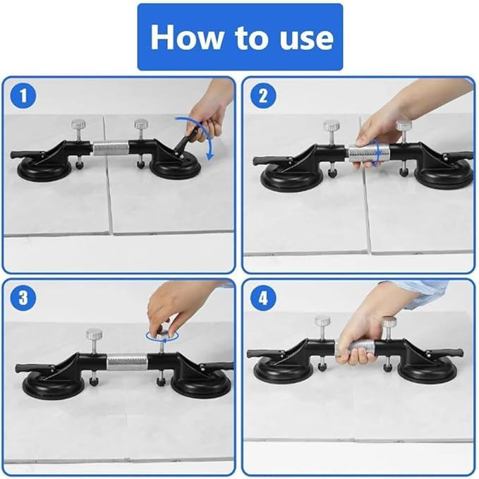 Laminate Floor Gap Fixer Tool - Professional Countertop Alignment Clamps with Adjustable Vacuum Suction - Seam Setter & Gap Repair Tool for Granite, Marble, Stone Slab & Glass (Yellow)