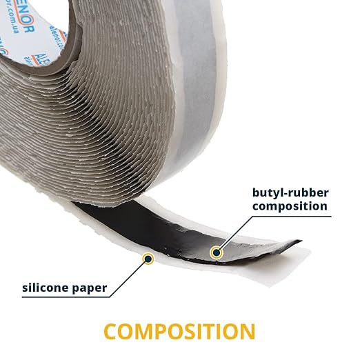 Alenor Black Butyl Seal Putty Tape 1/5'' x 33 Foot - Pack of 3- Leak Proof Putty Tape for RV Repair, Window, Boat Sealing, Glass & EDPM Rubber Roof Patching, Car, Van, Bus & Auto Repair