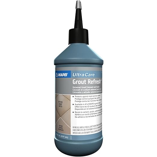 MAPEI UltraCare Grout Refresh, Universal Grout Colorant & Sealer, 8 oz Bottle – Easy Grout Restoration & Protection, 5009 Gray