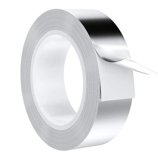 Aluminum Foil Tape Heavy Duty 1 Inch x 22 Yards（3.9 mil）, High Temp Waterproof HVAC Tape, Silver Insulation Adhesive for Ductwork, Sealing, Dryer Vent, Furnace, AC, Pipe Repair