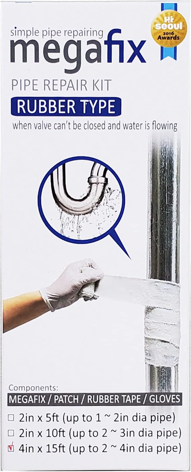 Pipe Repair KIT, Fiberglass Wrap, Water Leak, Plumbing, Underwater OK, Emergency, Self DIY, Permanent (Patch Type, 4in x 15ft)