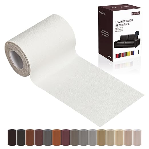 Leather Repair Patch Tape, White 3 x 61 Inches Self Adhesive Leather Repair Kit for Furniture, Car Seat,Vinyl Leather Repair Kit for Office Chairs, Couch, Sofa, Luggage