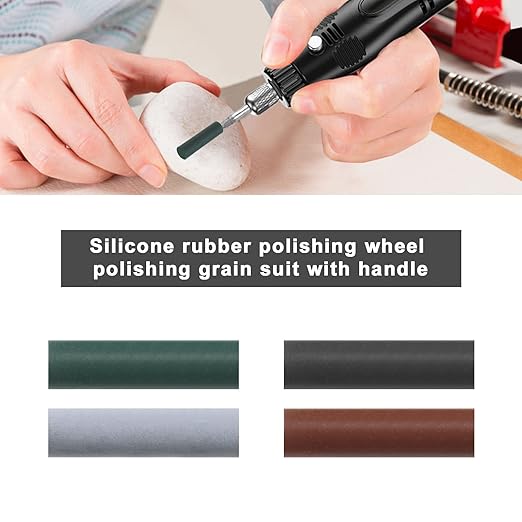 46PCS Polishing Wheels Kit 20PCS Silicone Rubber Polishing Wheels & 20PCS Polishing Particle & 6PCS Mandrel Shank for Jewelry Making Woodworking & Wood Carving