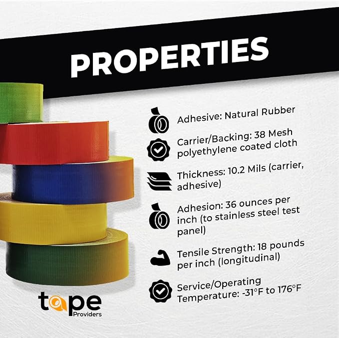 WOD DTC10 Advanced Strength Industrial Grade Racing Orange Duct Tape, 1/2 inch x 60 ft. Waterproof, UV Resistant For Crafts & Home Improvement