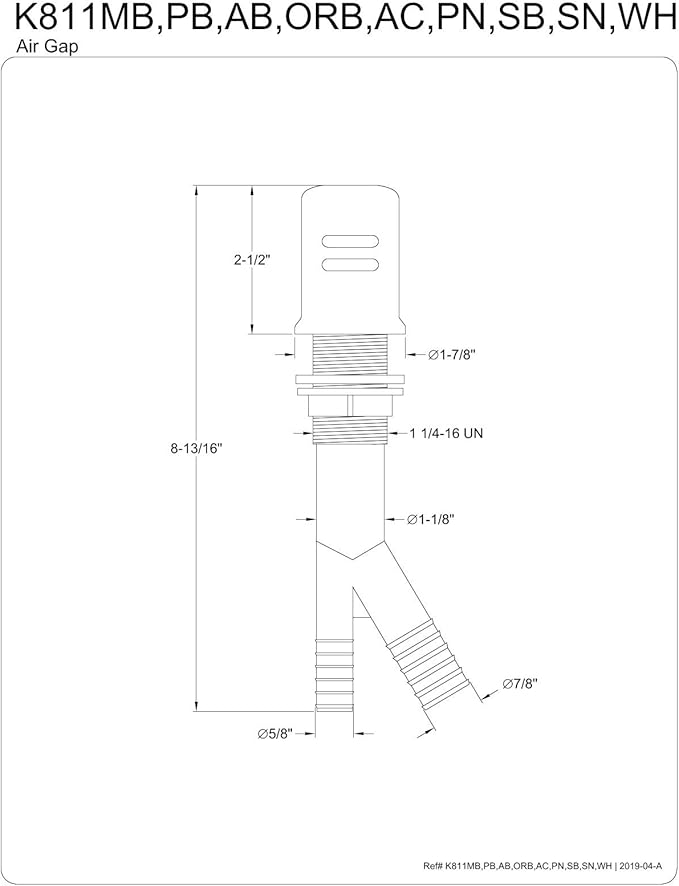 Kingston Brass K811PB Trimscape Air Gap for Dish Washer, Polished Brass