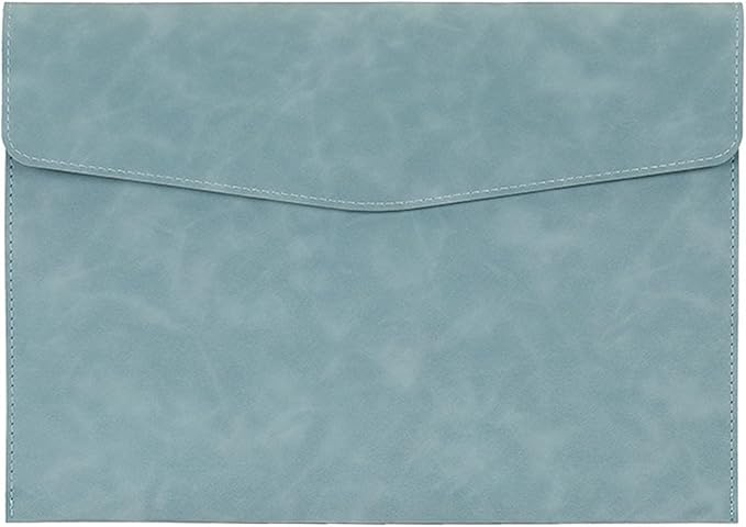 PU Leather Document File Folder,Thin A4 Folder Envelope File Organizer Storage Bag, Receipt Contract Case with Magnetic Closure (Blue)