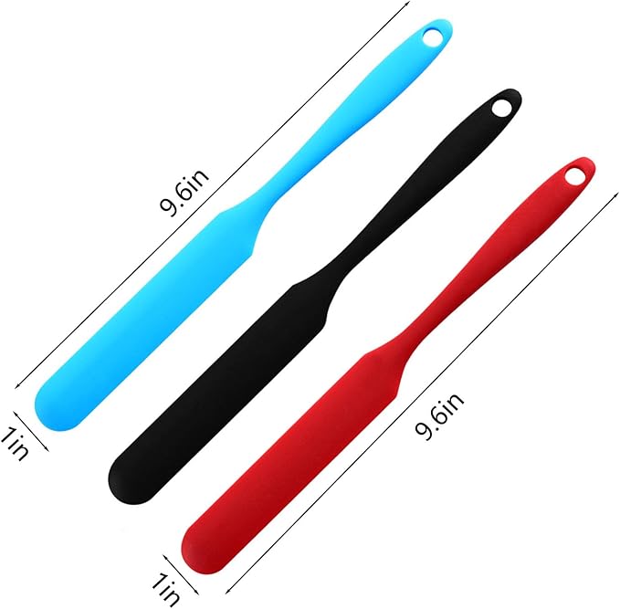 【5 Pack】Silicone Jar Spatula, Long Handle Jar Scraper Spurtle, Sourdough Spatula, Non-Stick Heat Resistant Cake Cream Spatulas Set, Small Spatulas for Kitchen Use