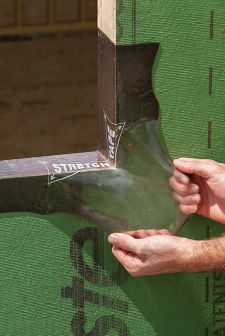ZIP System Stretch Tape - Flexible Adhesive Flashing - Advanced Acrylic Adhesion - for Sealing Around Curves, Corners, Windows & Doors - Professional-Grade - Weather Protection - 6" x 75' Roll