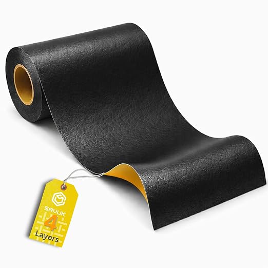 SAVUK Leather Repair Patch,4 x 63 Inches self Adhesive Vinyl Leather Repair Kit for Car Seat, Chairs, Couch, Sofa, Boat Black (Black)