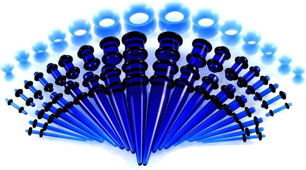JieyueJewelry 50/54 Pieces Ear Stretching Kit 14G-00G Acrylic Tapers and Plugs + Silicone Tunnels - Ear Gauges Expander Set Body Piercing Jewelry