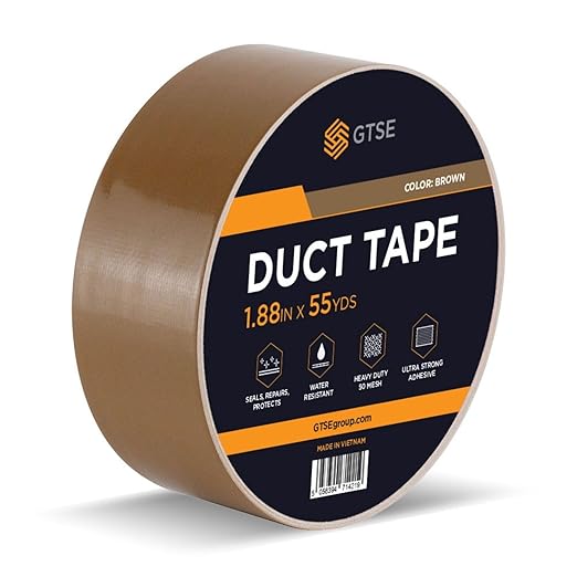 GTSE Brown Duct Tape, 2 Inches x 55 Yards (164 ft), Heavy Duty, Waterproof Repair Tape for Indoor or Outdoor Use, 1 Roll
