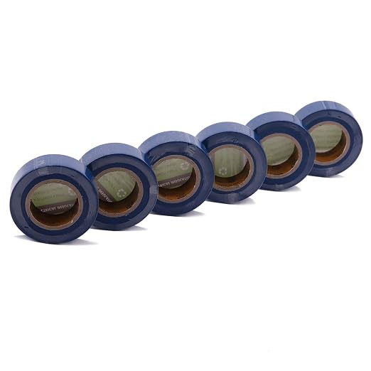 Electrical Tape Blue 6 Pack 3/4-Inch by 30 Feet, Voltage Level 600V Dustproof, Adhesive for General Home Vehicle Auto Car Power Circuit Wiring Blue