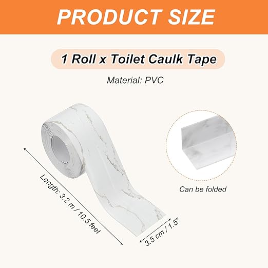 PATIKIL Caulk Tape Waterproof Self Adhesive, PVC Toilet Caulking Sealant Strip Bathtub Caulk Sealing Strip Tape for Bathroom Kitchen Countertop, Marble Pattern (1.5 Inch x 10.5 Ft)