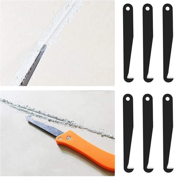 10 Pack Tile Grout Saw Blade Replacement Grout Remover Tool Angled Blade Parts for Grout Removal Tool Tile Caulk Remover Grout Scraper Rake Tile Joint Cleaning Knife Cleaner Caulk Removal Tools