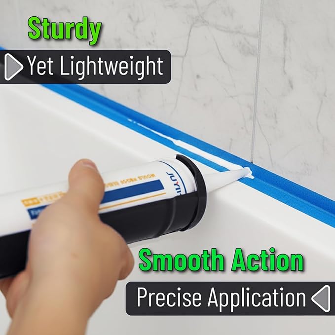 ADAK - Professional Caulking Gun, 10:1 Thrust Ratio, Caulking Gun No Drip, Hand Tool for Silicone & Sealant Application, Smooth Pressure Caulk Gun, Caulking Gun Tool (Whole Black)