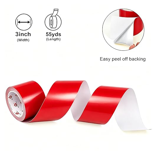 BOMEI PACK Aluminum Foil Tape,Heavy Duty Metal Foil Duct Tape (Red, 3 Inch)