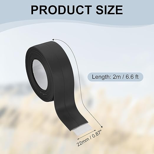 PATIKIL 1" x 6.6 ft Caulk Tape, Caulk Strips PVC Self Adhesive Caulking Tape Waterproof Edge Protectors for Bathroom Accessories Kitchen Countertop, Black