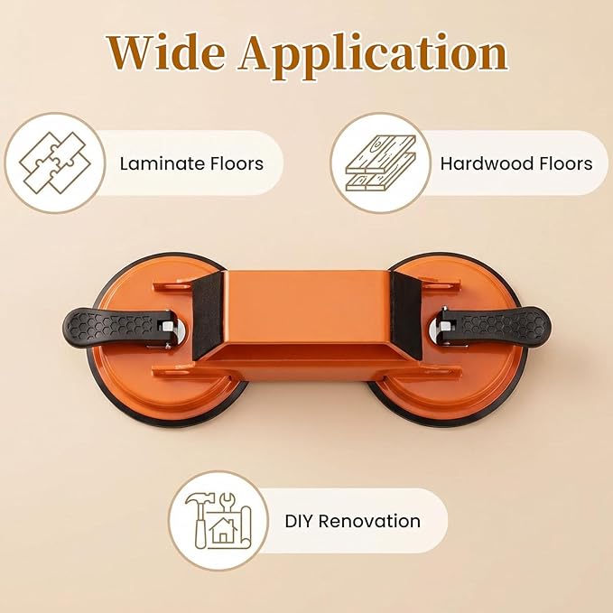 Floor Gap Fixer Tool 2026 New Heavy Duty Floor Gap Repair Tool with Enhanced Suction Cup & Mallet and 5pcs Sticky Pads for Laminate Vinyl Wood Tile Flooring (Orange)