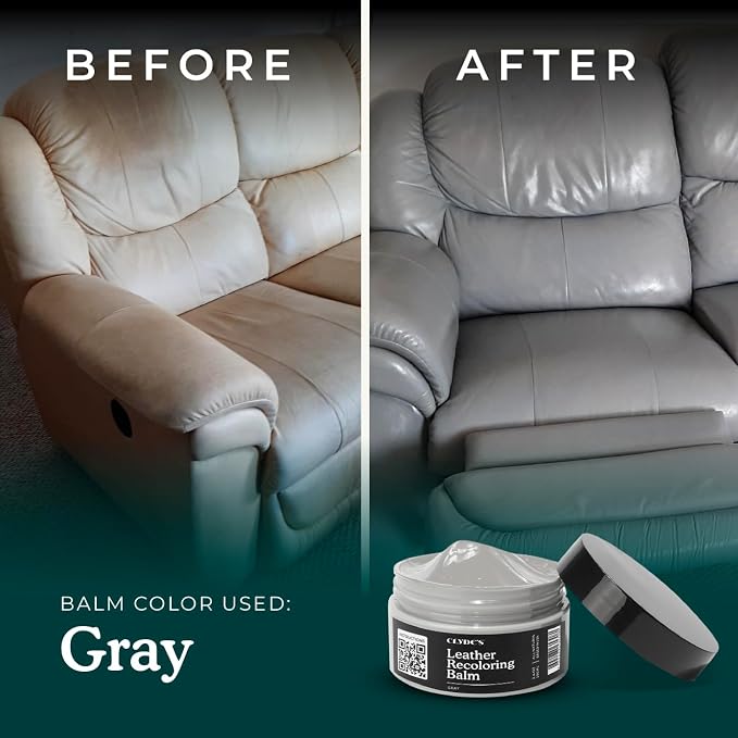 Clyde's™ Leather Company Leather Recoloring Balm – Color Restore & Scratch Repair Kit for Faded Leather Furniture, Car Seats, Sofa & Vinyl | 23 Colors | Non-Toxic Dye