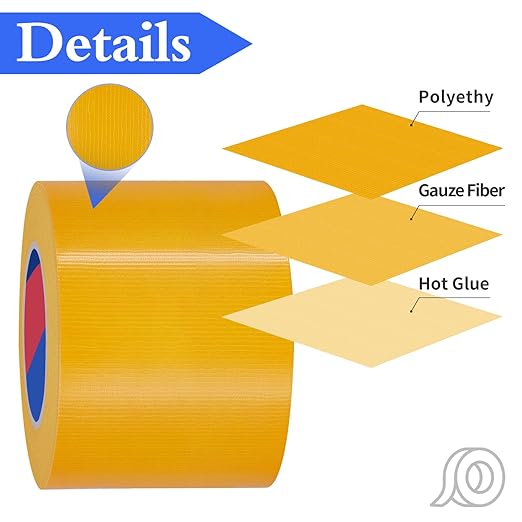 Yellow Heavy Duty Duct Tape, 4 Inch x 55 Yards, Industrial Grade Waterproof & UV Resistant, Strong Adhesive for Indoor Outdoor Repairs, Crafts, Home Improvement and DIY Projects