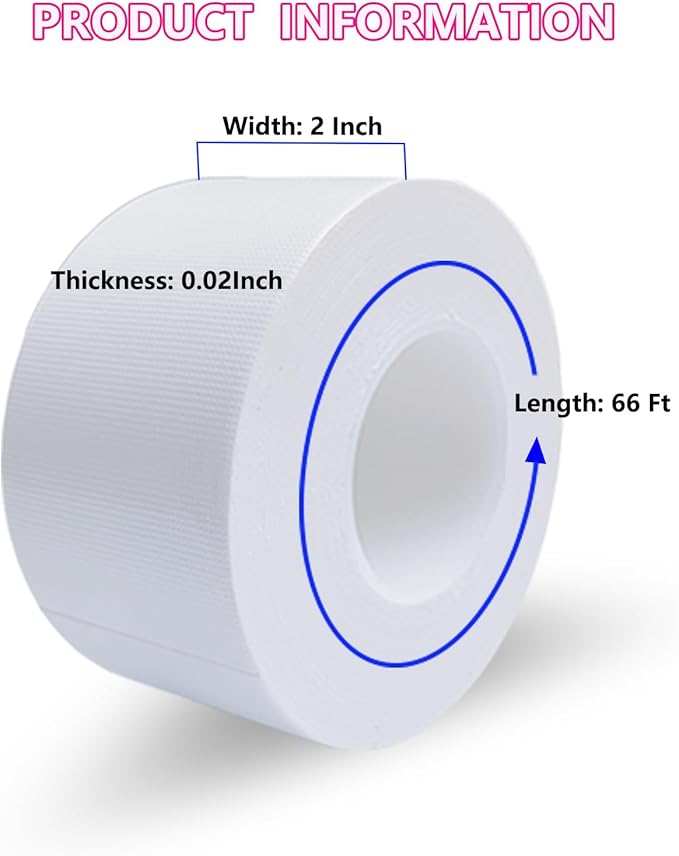 WENSSKKU White Window Weather Sealing Tape 2Inch X 65Ft,Window AC Seal Air Conditioner Sealing Tape,Residue-Free for Keep Out Drafts Cold Air Rain Dust Smog