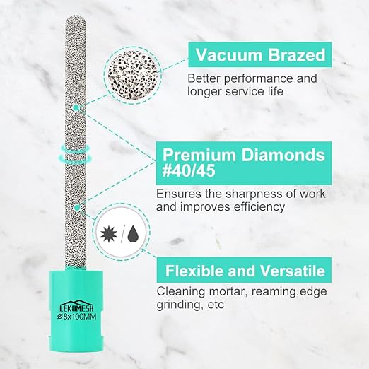 Diamond Raking Bit 5/16" x 4" (8mm x 100mm) for Brickwork Joint Mortar Removal, Tuck Pointing, Old Mortar, Blown or Damaged Bricks, Natural Stone Removal - 5/8"-11 Thread