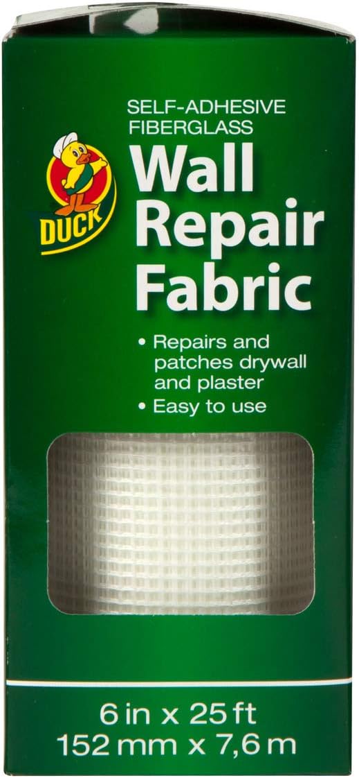 Duck Brand Self-Adhesive Drywall Repair Fabric, 6-Inch by 25 Feet, Single Roll, White (282084) (Pack of 4)