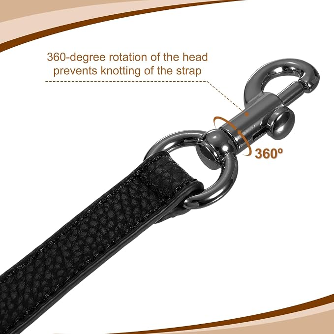 uxcell 25.59 Inch PU Leather Short Bag Strap with Clasp, Purse Handles Handbags Replacement Straps for Clutch Bag Underarm Bags, Black, Grey Buckle