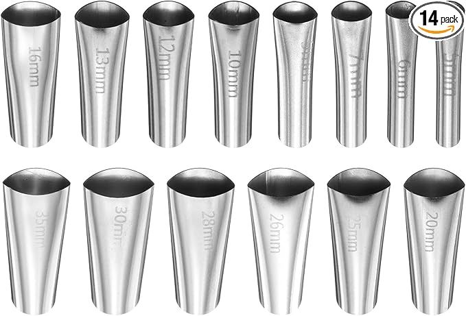 HARFINGTON 14pcs Caulking Nozzle Applicator 5-35mm Caulking Finisher Kit Stainless Steel Sealant Finishing Tool Kit Reusable Caulk Nozzle for Kitchen Bathroom Windows