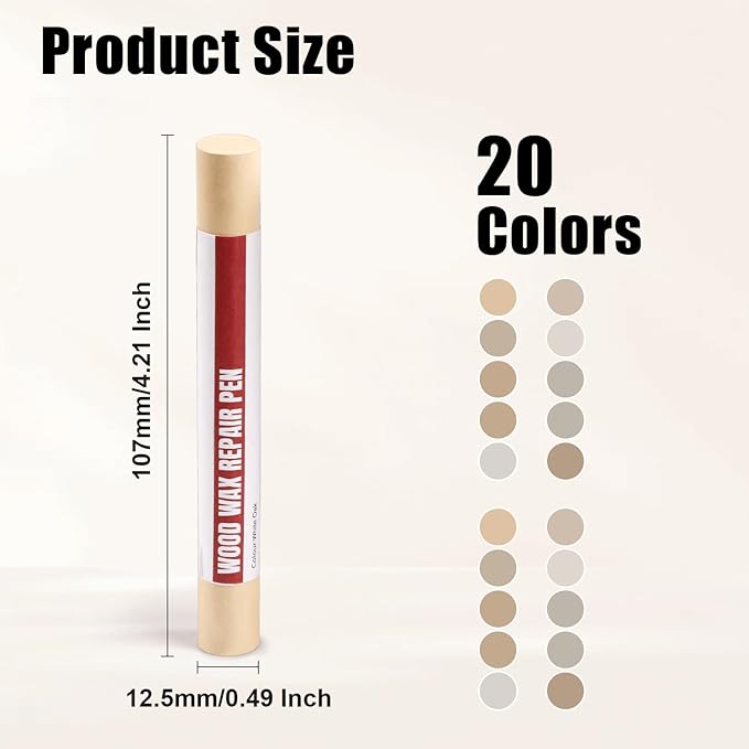 Wood Filler Sticks, 20 Colors Wood Repair Wax Crayons with Scraper, Wood Touch Up Markers for Repairing Scratches, Cracks, Holes in Cabinets, Floors, Tables and Doors[Light Color Series]