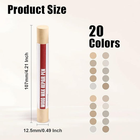 Wood Filler Sticks, 20 Colors Wood Repair Wax Crayons with Scraper, Wood Touch Up Markers for Repairing Scratches, Cracks, Holes in Cabinets, Floors, Tables and Doors[Light Color Series]