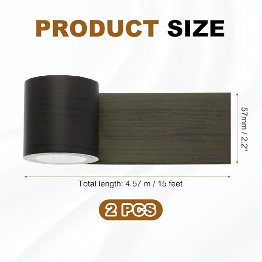 uxcell 2 Pcs Wood Grain Repair Tape, 2.2" x 15ft Self Adhesive Wood Grain Colored Duct Tape Waterproof Repair Patch for Furniture Floor Scratch Fix, Baseboards, DIY Decor, Black