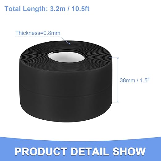 Caulk Tape Sealant Strip - 2 Pack Self-Adhesive Caulking Tape for Kitchen Bathroom Toilet Wall Corner - PVC Bath Sealant Strip - (1.5-inch x 20-ft Black)