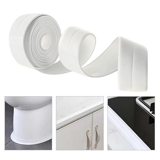 3 Rolls Caulk Tape Self Adhesive Caulk Strip Waterproof,White Caulking Sealant Trim for Bathroom, Caulk Sealing Strip for Toilet Sink Edge Protector with Sealing Tool (10.5Ft x 1.5In)