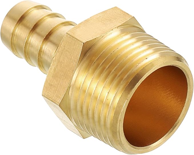 Pack of 1 Brass Hose Barb Fittings Adapter Connector 1/2" Hose Barb to 3/4" NPT Male Fittings for Home Machines, Massage Bathtubs, and Irrigation Systems