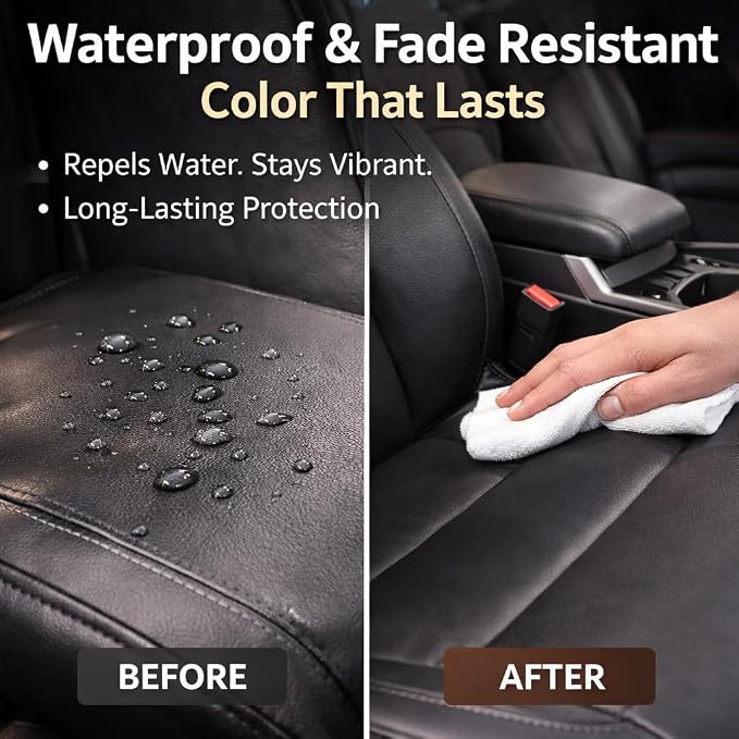 Leather Recoloring Balm 3.53Oz, 12H Quick-Dry Leather Vinyl Repair Cream Kit for Furniture, Couches & Car Seats- Restore Scratched, Faded, & Damaged Surfaces, Waterproof Restorer, Black