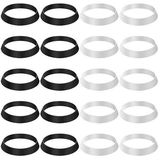 20 Pcs Sink Drain Gasket, 2 Colors, Seal Ring Waste Pipe Washer, Slip-Joints Washers, Rubber Gasket Washers Plumbing for 1 1/2 Inch Drain Pipe Sink Drains, Black & White