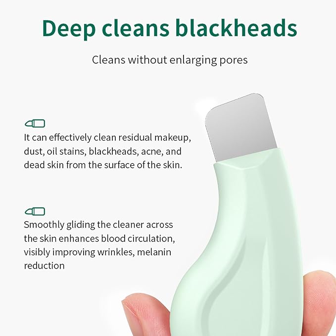 Blackhead Remover Tool, Stainless Steel Face Scraper, Manual Skin Scrubber Face Spatula with Silicone Cover for Nose, Chin and T-Zone, Skin Care Tool for Men and Women(Green