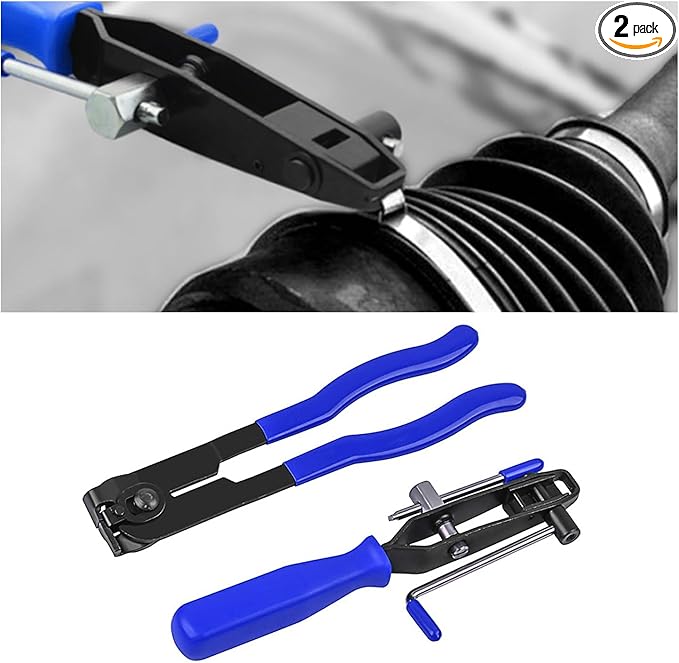 Dickno 2-Piece CV Joint Boot Clamp Pliers Kit - Universal Ear CV Axle Boot Clamp Pliers for Vehicle Repair (Blue)