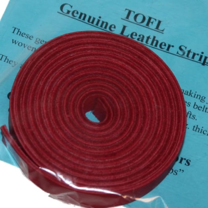 Leather Strap for Crafts & Jewelry | 72 Long × 5/8" Wide × 1/8" Thick (7-8oz) | Genuine Leather Strips for Crafts, Projects or Repairs - Red | 5-Pack