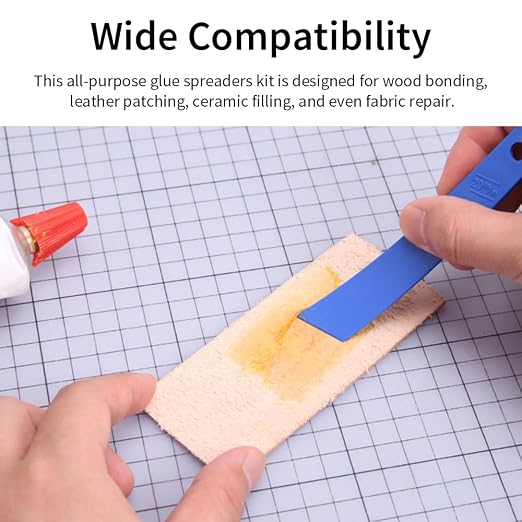 3Pcs Blue Plastic Glue Spreader Smear Plate Scraper Sticks Brushes Durable Flexible Easy to Clean Glue Applicator Spatula Kit Gap Filling Tool for Woodworking Leather Adhesive Projects,3Size