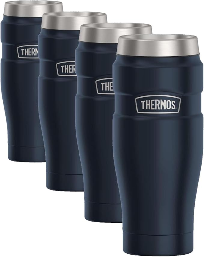 THERMOS Stainless King Travel Tumbler, 16 Ounce, Vacuum-Insulated | Midnight Blue | Pack of 4