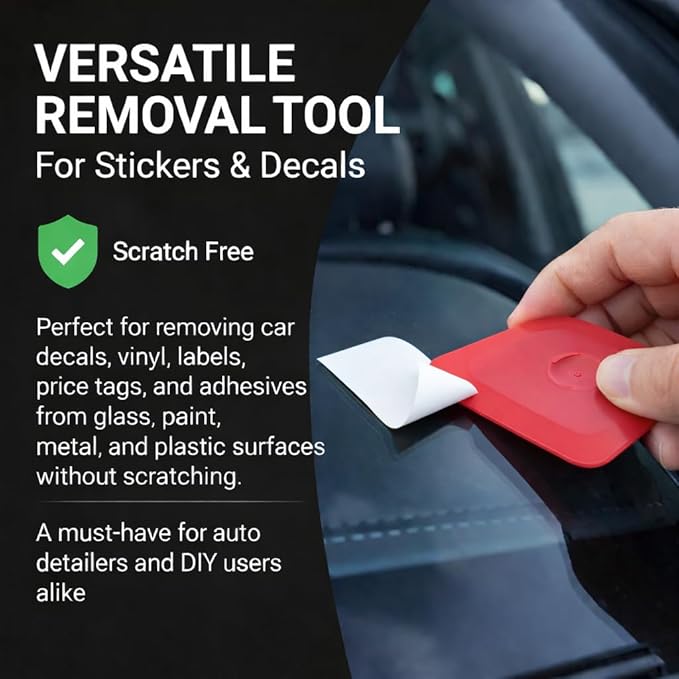 HI-TECH PB200 Plastic Scraper Tool – Decal, Sticker, Label Remover for Cars & Home Use – 3X Larger Ergonomic Design – Residue-Free Cleaning (12 Pack)